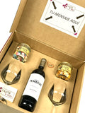 caja-vino-tinto-Pesquera-mensaje-personalizado-snacks-copas