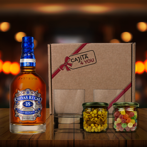 caja-regalo-whisky-Chivas-Regal-18-vasos-grabados-snacks-dedicatoria